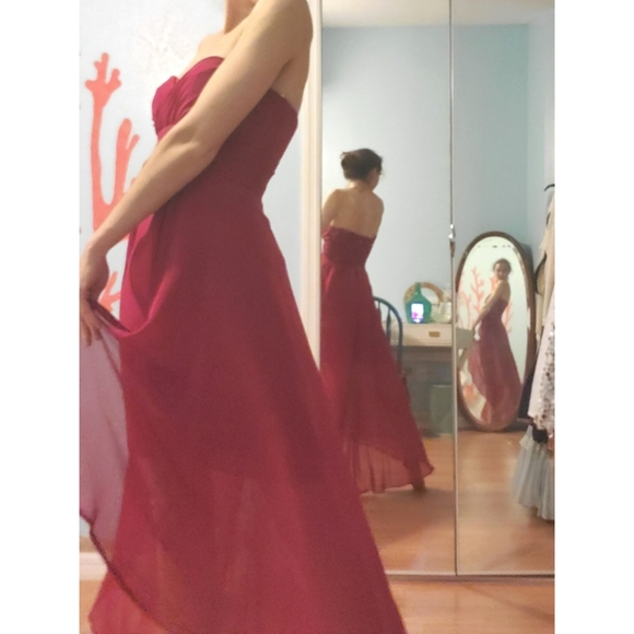 SOLD Evening Maroon Chiffon Strapless Dress* - Picture 6 of 8